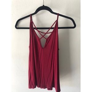 Red Criss Cross Tank Top